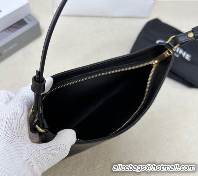 New Cheap Celine Triomphe Chain Bag in Calfskin Leather 113673 Black 2025