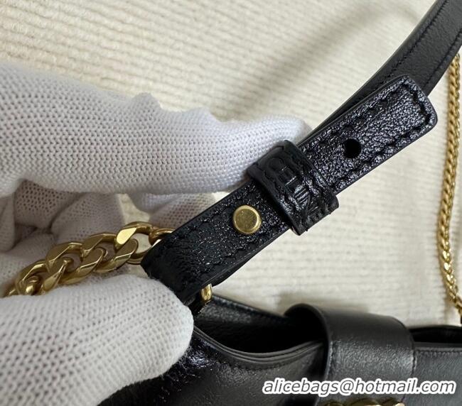 New Cheap Celine Triomphe Chain Bag in Calfskin Leather 113673 Black 2025