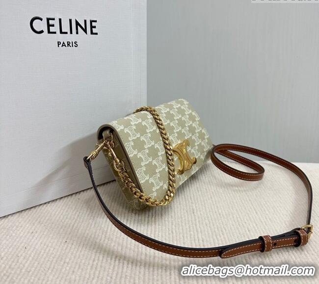 Best Price Celine Multipochette Mini Bag in Triomphe Canvas and Calfskin 10L972 Beige 2025