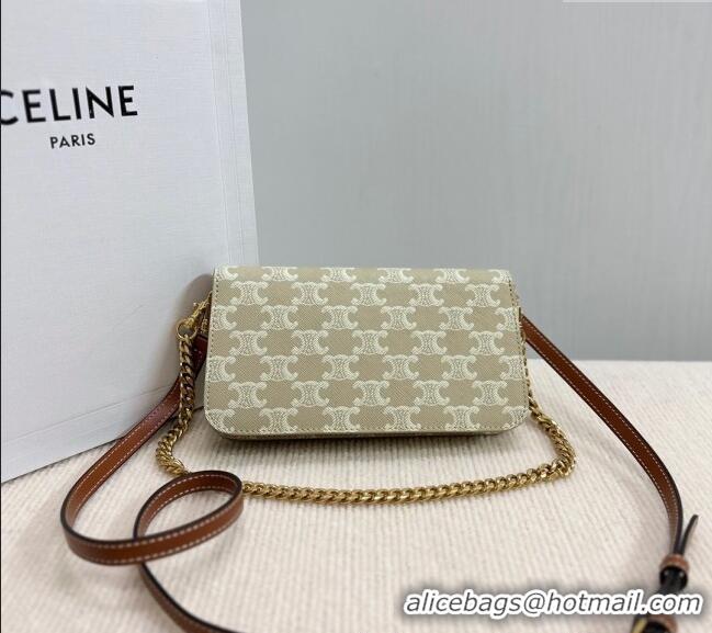 Best Price Celine Multipochette Mini Bag in Triomphe Canvas and Calfskin 10L972 Beige 2025