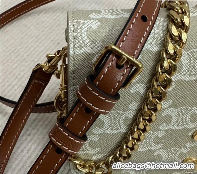 Best Price Celine Multipochette Mini Bag in Triomphe Canvas and Calfskin 10L972 Beige 2025