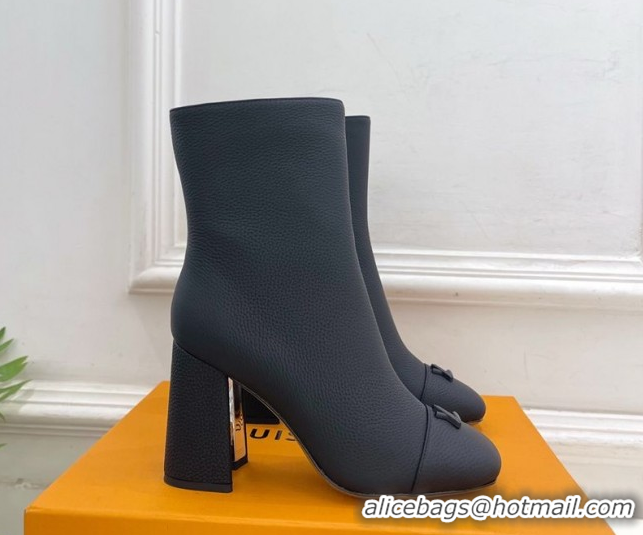 Top Design Louis Vuitton Swing Heel Ankle Boots 9cm in Matte Leather All Black 1AID092 1021129