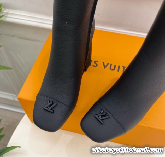Top Design Louis Vuitton Swing Heel Ankle Boots 9cm in Matte Leather All Black 1AID092 1021129
