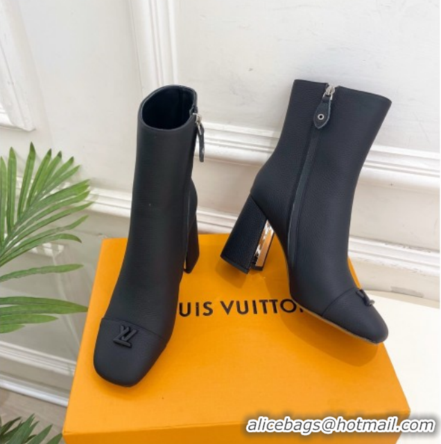 Top Design Louis Vuitton Swing Heel Ankle Boots 9cm in Matte Leather All Black 1AID092 1021129