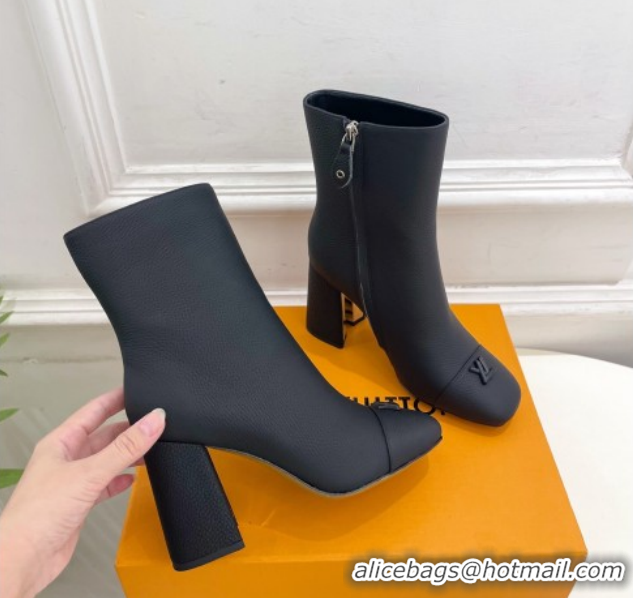 Top Design Louis Vuitton Swing Heel Ankle Boots 9cm in Matte Leather All Black 1AID092 1021129