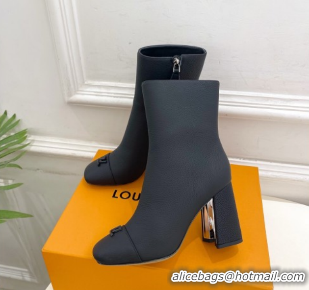 Top Design Louis Vuitton Swing Heel Ankle Boots 9cm in Matte Leather All Black 1AID092 1021129