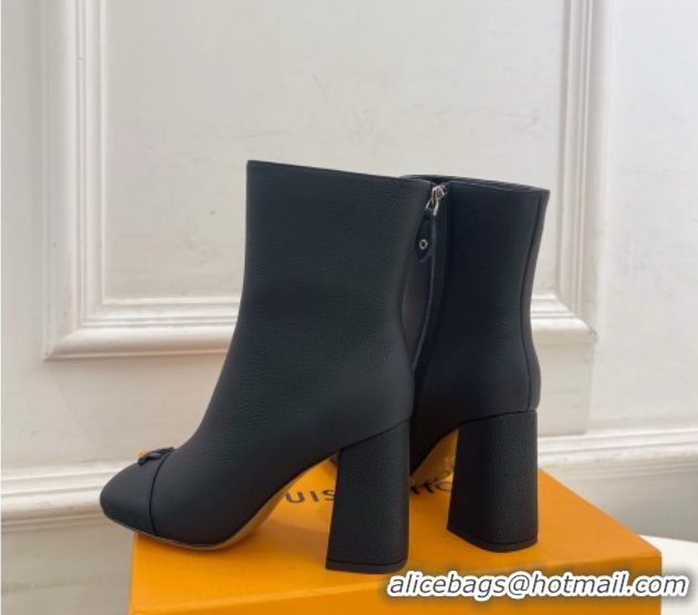 Top Design Louis Vuitton Swing Heel Ankle Boots 9cm in Matte Leather All Black 1AID092 1021129