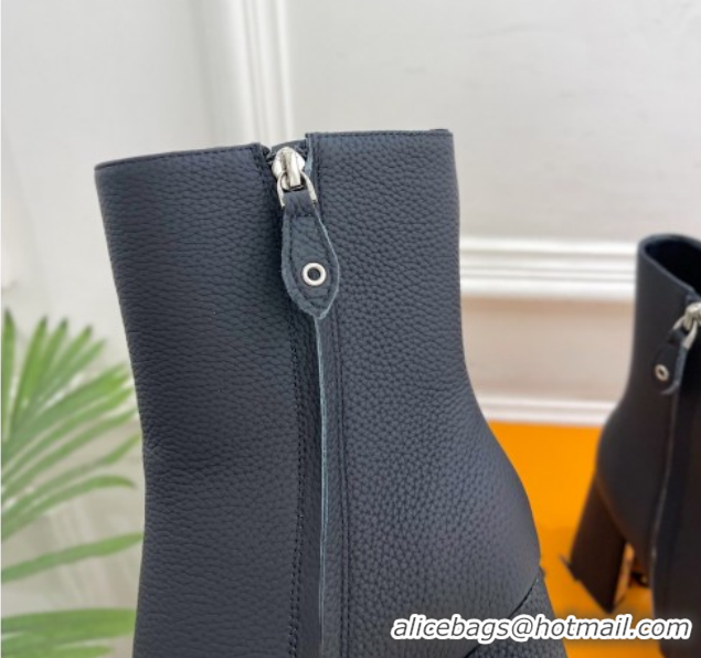 Top Design Louis Vuitton Swing Heel Ankle Boots 9cm in Matte Leather All Black 1AID092 1021129