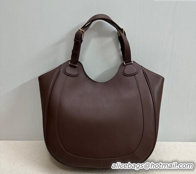 New Fashion Celine Meo Hobo Bag in Supple Grained Calfskin 119353 Dark Brown 2025