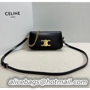 Classic Cheap Celine Multipochette Mini Bag in Shiny Calfskin 10L973 Black 2025
