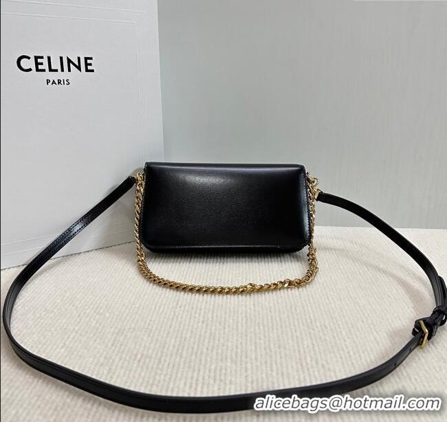 Classic Cheap Celine Multipochette Mini Bag in Shiny Calfskin 10L973 Black 2025