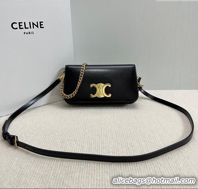 Classic Cheap Celine Multipochette Mini Bag in Shiny Calfskin 10L973 Black 2025