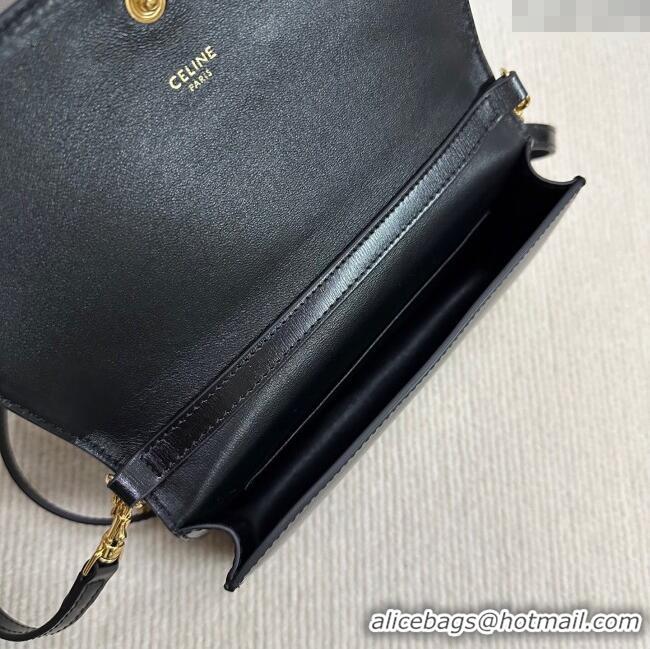 Classic Cheap Celine Multipochette Mini Bag in Shiny Calfskin 10L973 Black 2025