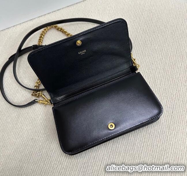 Classic Cheap Celine Multipochette Mini Bag in Shiny Calfskin 10L973 Black 2025