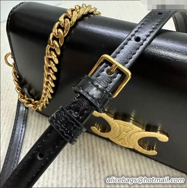 Classic Cheap Celine Multipochette Mini Bag in Shiny Calfskin 10L973 Black 2025