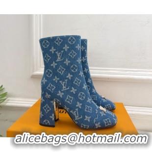 Unique Style Louis Vuitton Swing Heel Ankle Boots 9cm in Monogram Denim Blue 1AID092 1021131