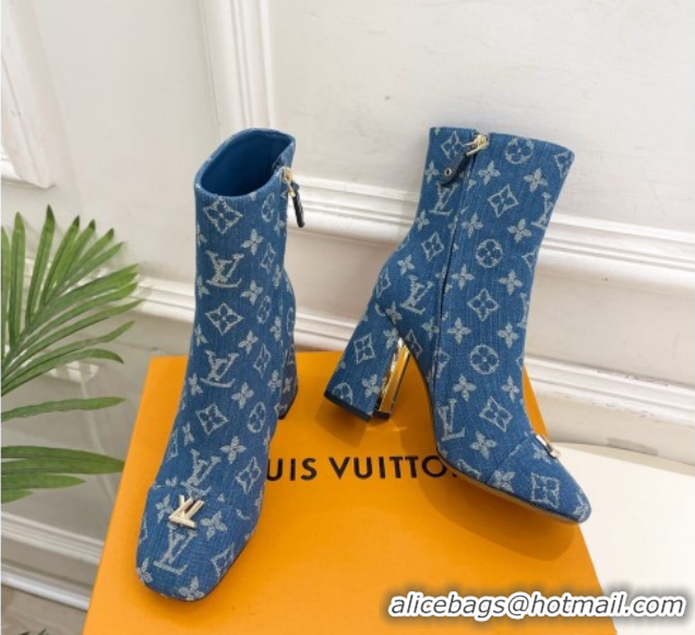 Unique Style Louis Vuitton Swing Heel Ankle Boots 9cm in Monogram Denim Blue 1AID092 1021131