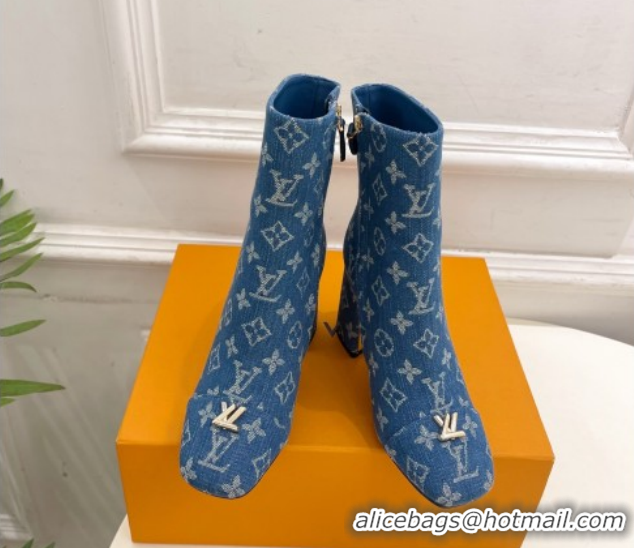 Unique Style Louis Vuitton Swing Heel Ankle Boots 9cm in Monogram Denim Blue 1AID092 1021131