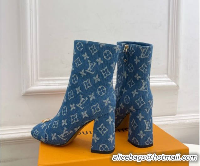 Unique Style Louis Vuitton Swing Heel Ankle Boots 9cm in Monogram Denim Blue 1AID092 1021131