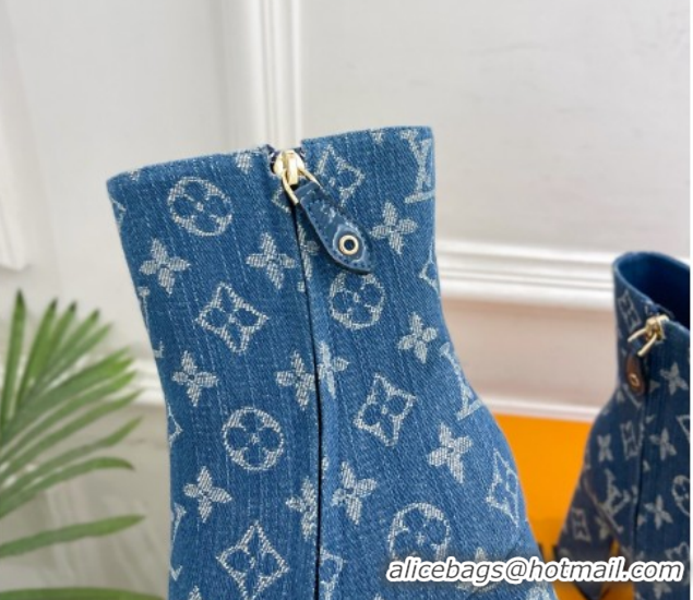 Unique Style Louis Vuitton Swing Heel Ankle Boots 9cm in Monogram Denim Blue 1AID092 1021131