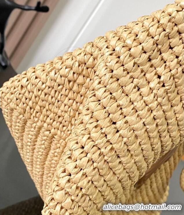 Modern Discount Celine Classic Panier Shopper Cabas bag in Raffia Straw and Calfskin 119632 Beige 2025