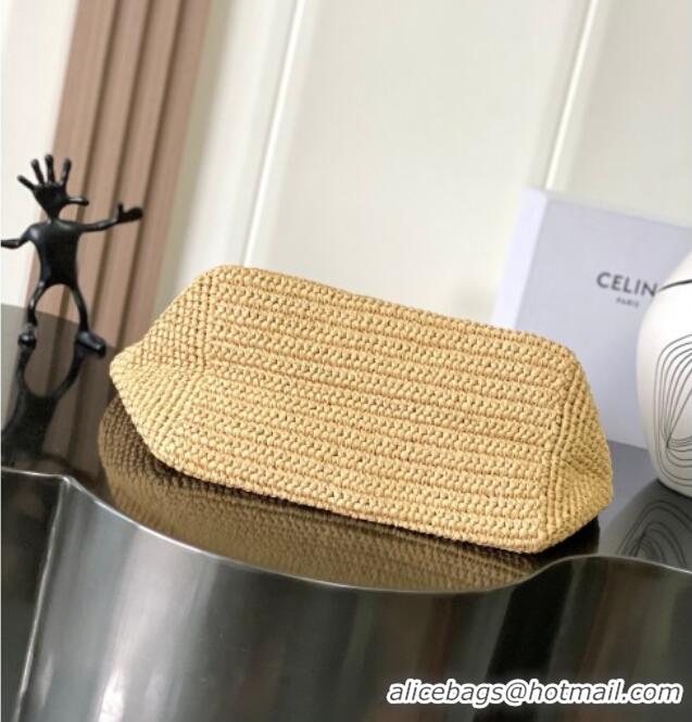 Modern Discount Celine Classic Panier Shopper Cabas bag in Raffia Straw and Calfskin 119632 Beige 2025