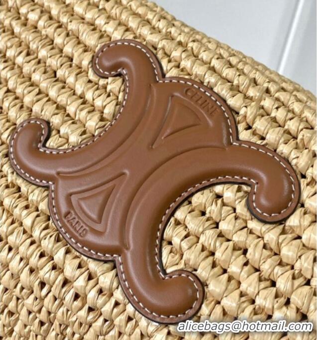 Modern Discount Celine Classic Panier Shopper Cabas bag in Raffia Straw and Calfskin 119632 Beige 2025