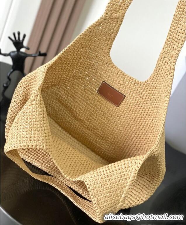 Modern Discount Celine Classic Panier Shopper Cabas bag in Raffia Straw and Calfskin 119632 Beige 2025