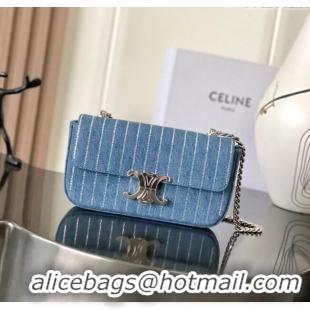 Spot Bulk Celine Chain Shoulder Bag in Denim with Strass 197993 Blue 2025