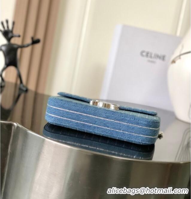 Spot Bulk Celine Chain Shoulder Bag in Denim with Strass 197993 Blue 2025