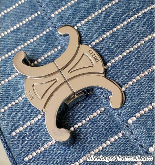 Spot Bulk Celine Chain Shoulder Bag in Denim with Strass 197993 Blue 2025