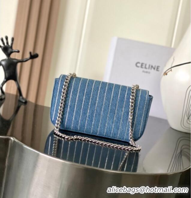 Spot Bulk Celine Chain Shoulder Bag in Denim with Strass 197993 Blue 2025