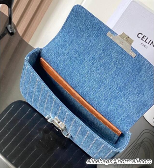 Spot Bulk Celine Chain Shoulder Bag in Denim with Strass 197993 Blue 2025