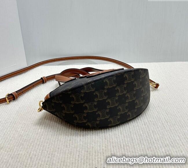 Discount Celine Oval Bag in Triomphe Canvas and Calfskin 122262 Brown 2025