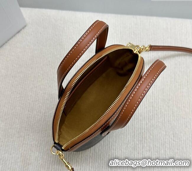 Discount Celine Oval Bag in Triomphe Canvas and Calfskin 122262 Brown 2025