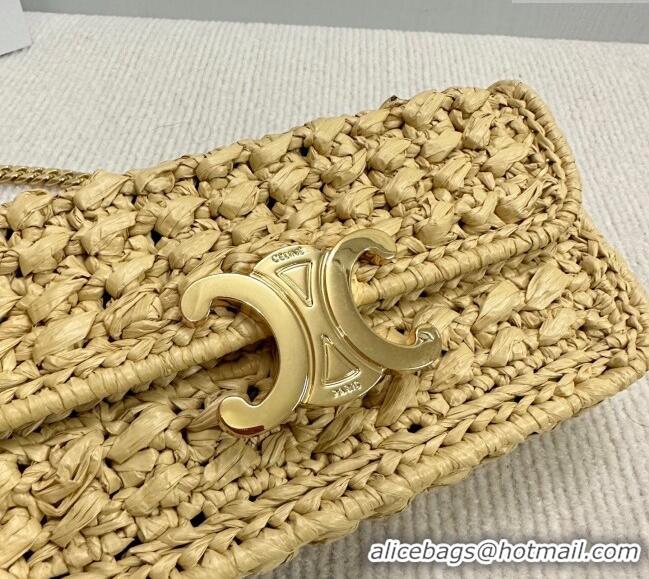 Best Price Celine Chain Shoulder bag in Raffia Straw Effect Textile 112252 Beige 2025