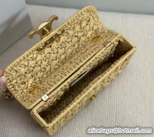 Best Price Celine Chain Shoulder bag in Raffia Straw Effect Textile 112252 Beige 2025