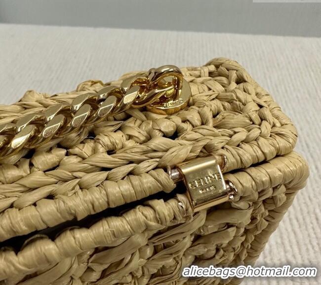 Best Price Celine Chain Shoulder bag in Raffia Straw Effect Textile 112252 Beige 2025