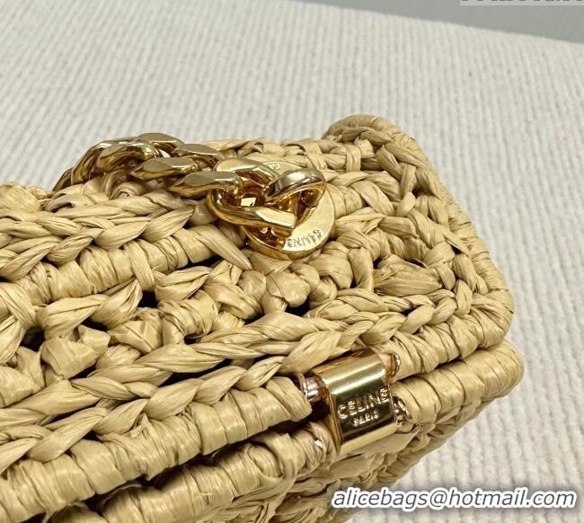 Best Price Celine Chain Shoulder bag in Raffia Straw Effect Textile 112252 Beige 2025
