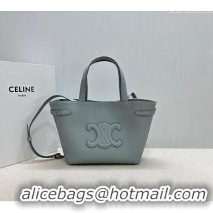 Best Price Celine Mini Cabas Anais Cuir Triomphe Tote Bag in Grained Calfskin 118613 Glacier Blue 2025