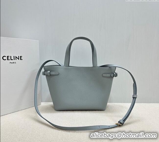 Best Price Celine Mini Cabas Anais Cuir Triomphe Tote Bag in Grained Calfskin 118613 Glacier Blue 2025