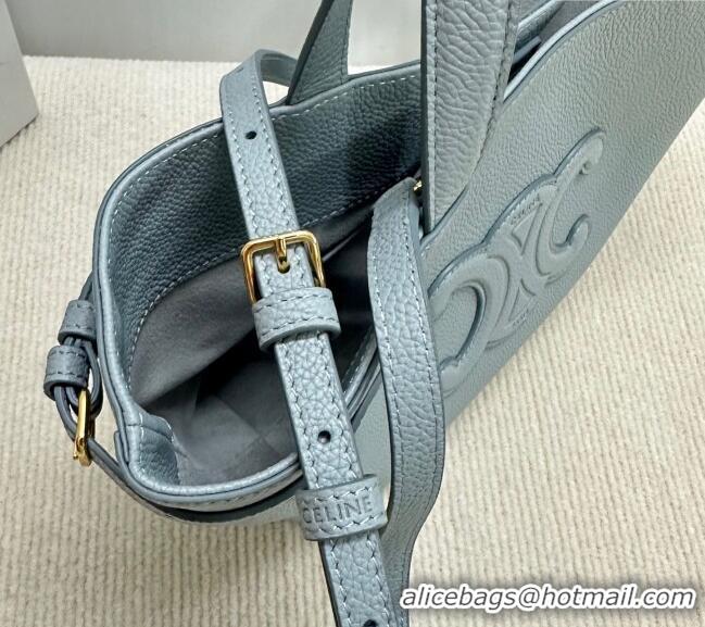 Best Price Celine Mini Cabas Anais Cuir Triomphe Tote Bag in Grained Calfskin 118613 Glacier Blue 2025