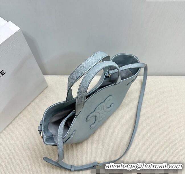 Best Price Celine Mini Cabas Anais Cuir Triomphe Tote Bag in Grained Calfskin 118613 Glacier Blue 2025