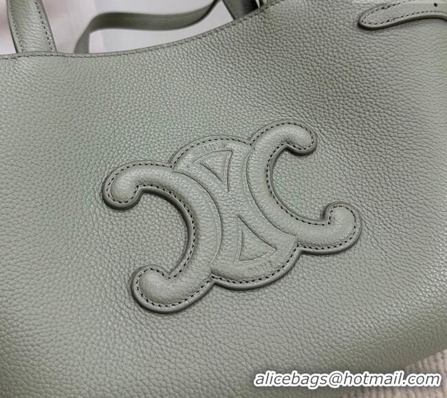New Cheap Celine Mini Cabas Anais Cuir Triomphe Tote Bag in Grained Calfskin 118613 Light Clay Green 2025