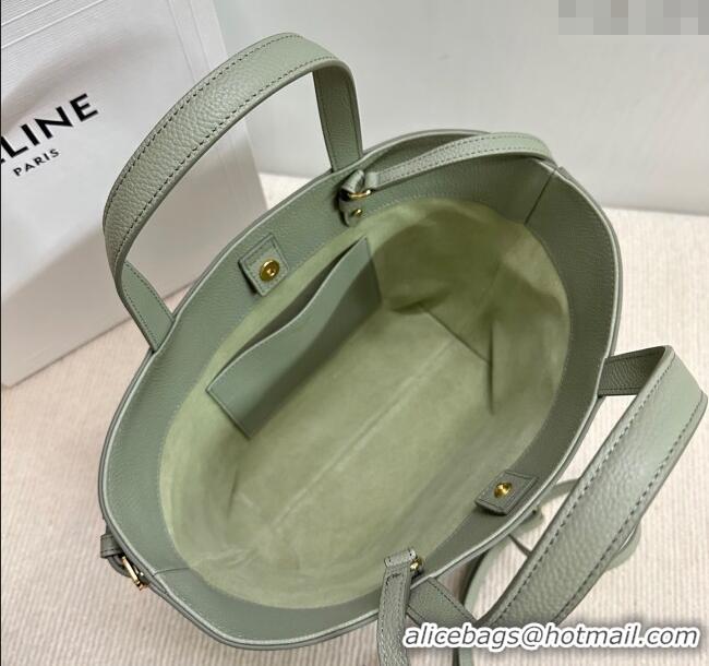 New Cheap Celine Mini Cabas Anais Cuir Triomphe Tote Bag in Grained Calfskin 118613 Light Clay Green 2025