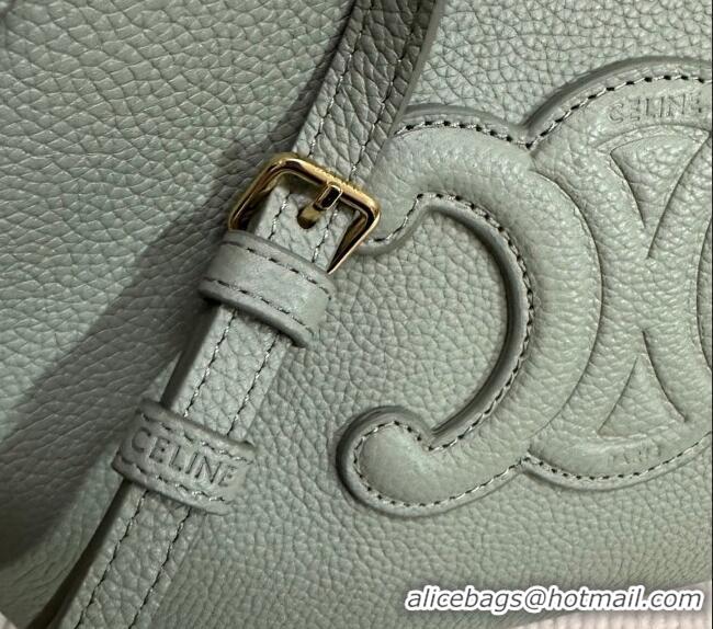 New Cheap Celine Mini Cabas Anais Cuir Triomphe Tote Bag in Grained Calfskin 118613 Light Clay Green 2025