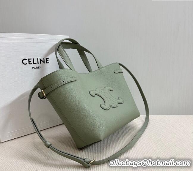 New Cheap Celine Mini Cabas Anais Cuir Triomphe Tote Bag in Grained Calfskin 118613 Light Clay Green 2025