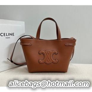 Classic Specials Celine Mini Cabas Anais Cuir Triomphe Tote Bag in Grained Calfskin 118613 Tan Brown 2025