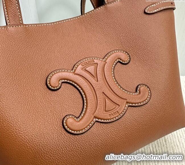 Classic Specials Celine Mini Cabas Anais Cuir Triomphe Tote Bag in Grained Calfskin 118613 Tan Brown 2025