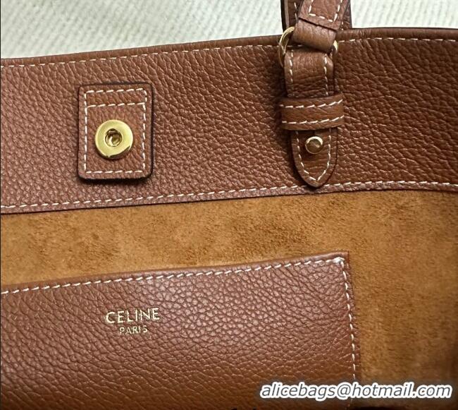 Classic Specials Celine Mini Cabas Anais Cuir Triomphe Tote Bag in Grained Calfskin 118613 Tan Brown 2025